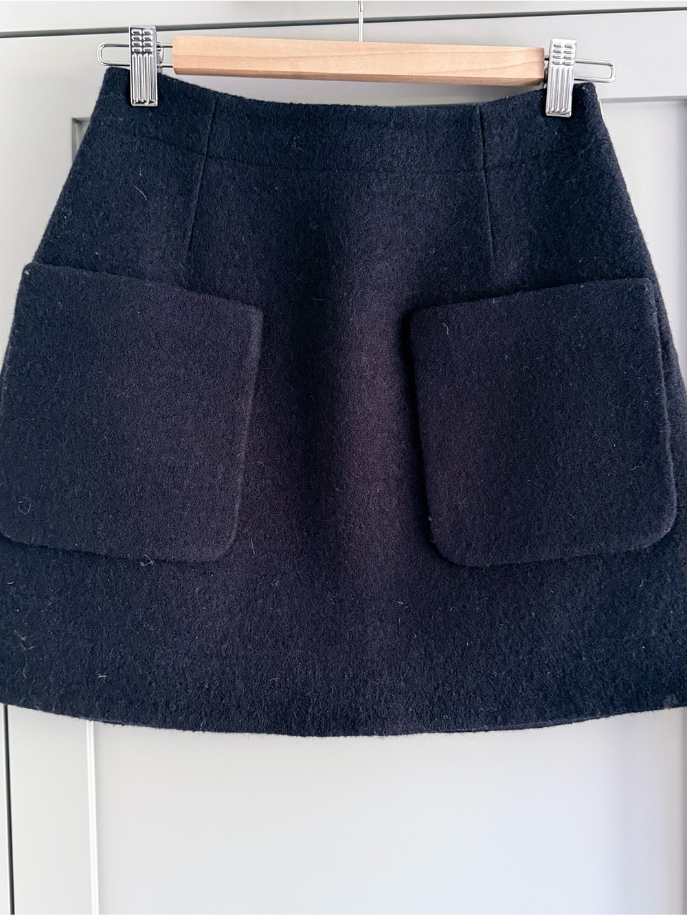 COS Navy Blue Mini Skirt with Front Patch Pockets